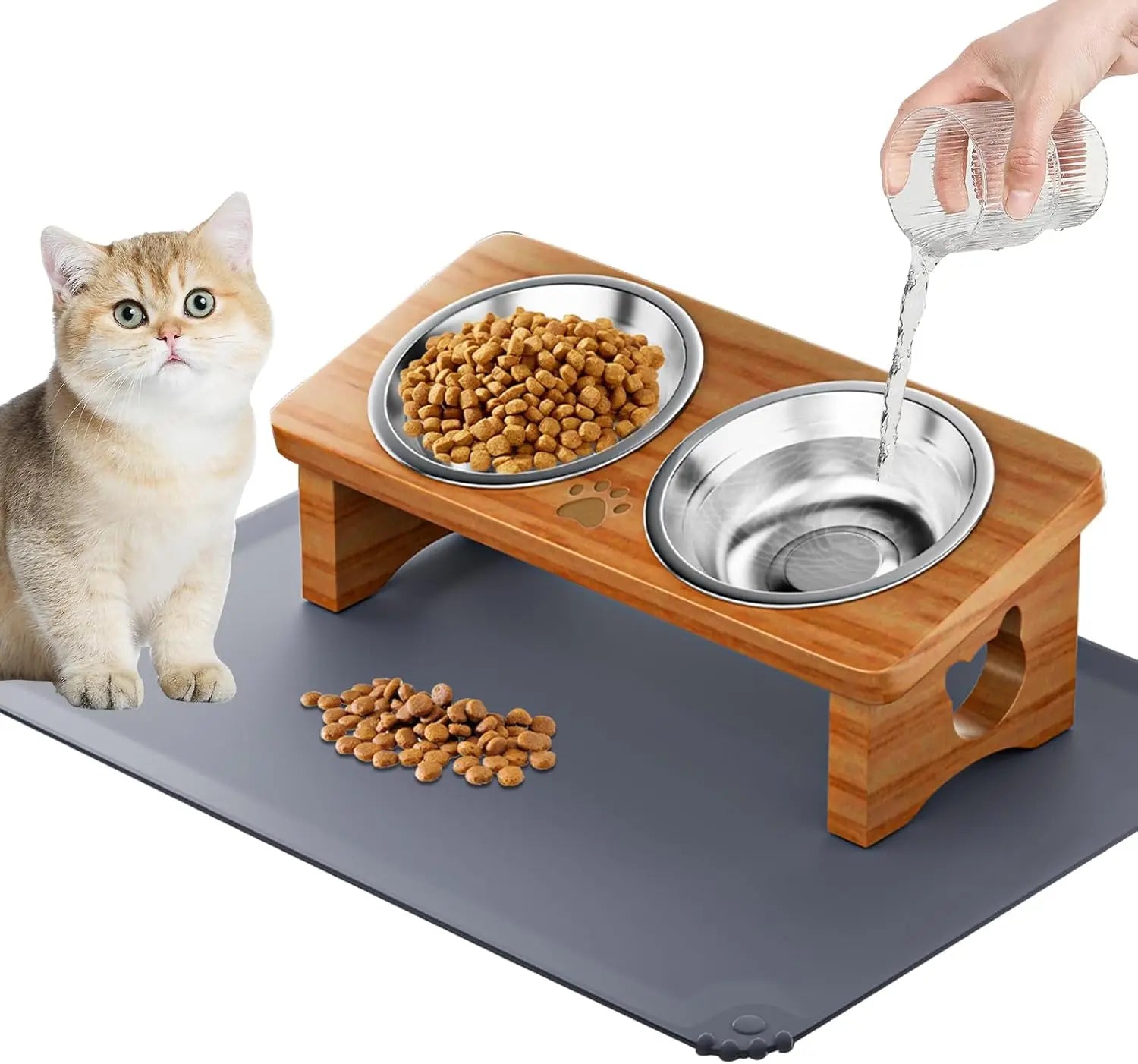 15° Tilted Elevated Pet Bowls/Silicone Mat