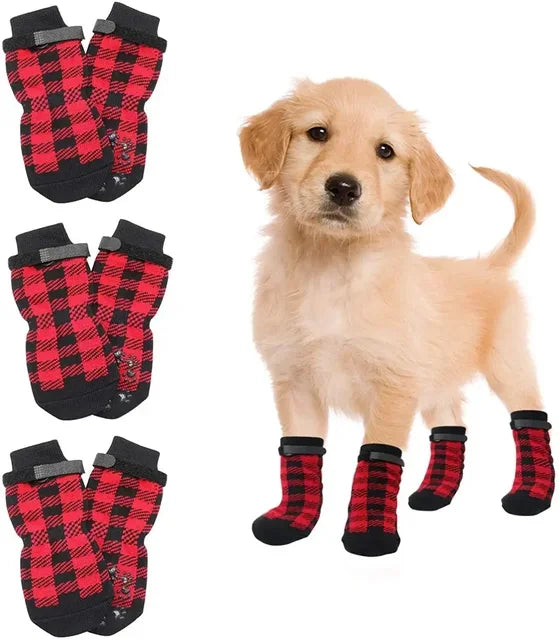 4pcs  Anti-Slip Dog Socks