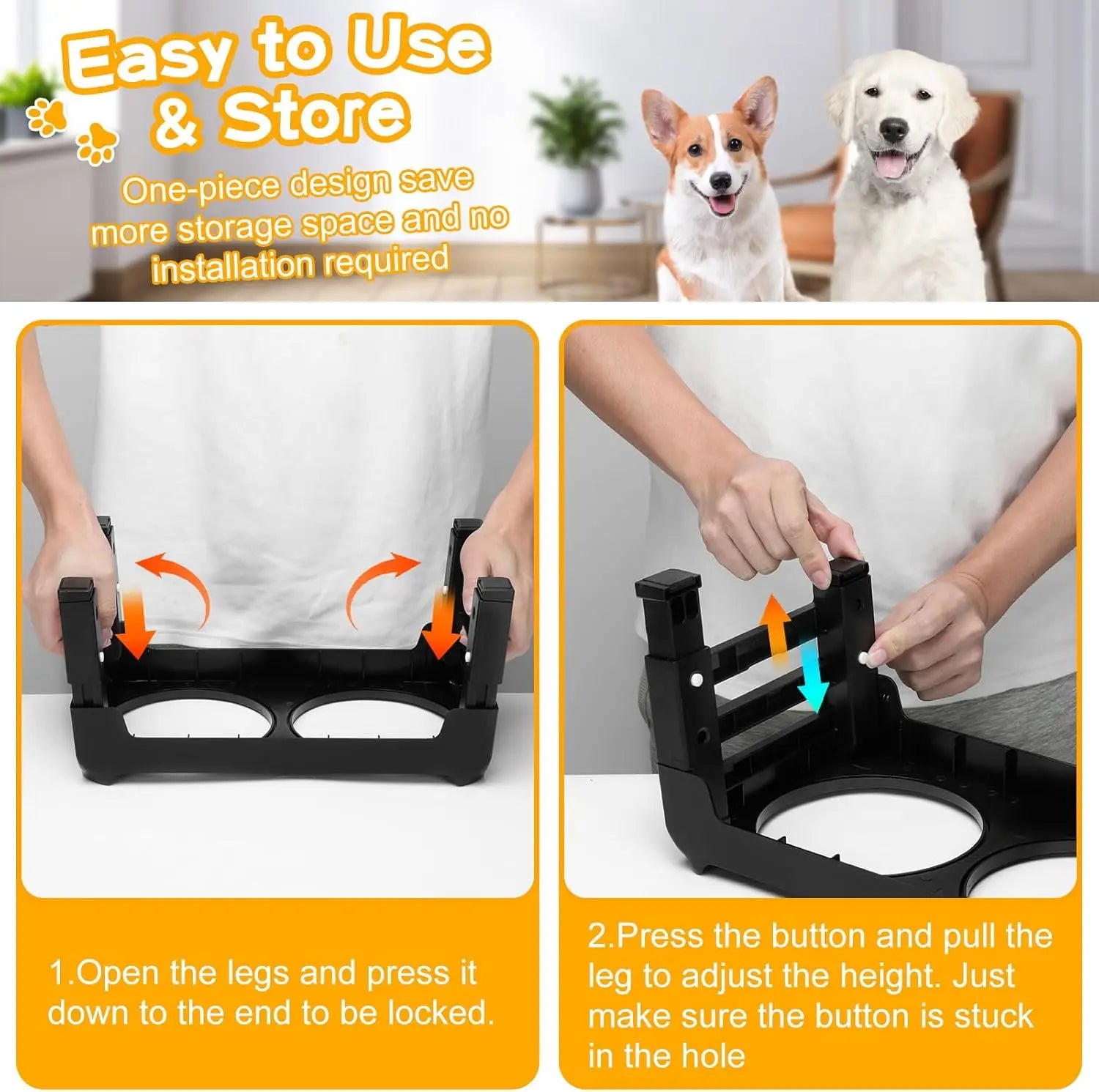 Adjustable Height Elevated Dog Bowls