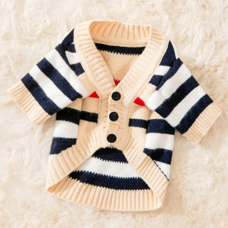 Luxury Dog Clothes Striped Cardigan