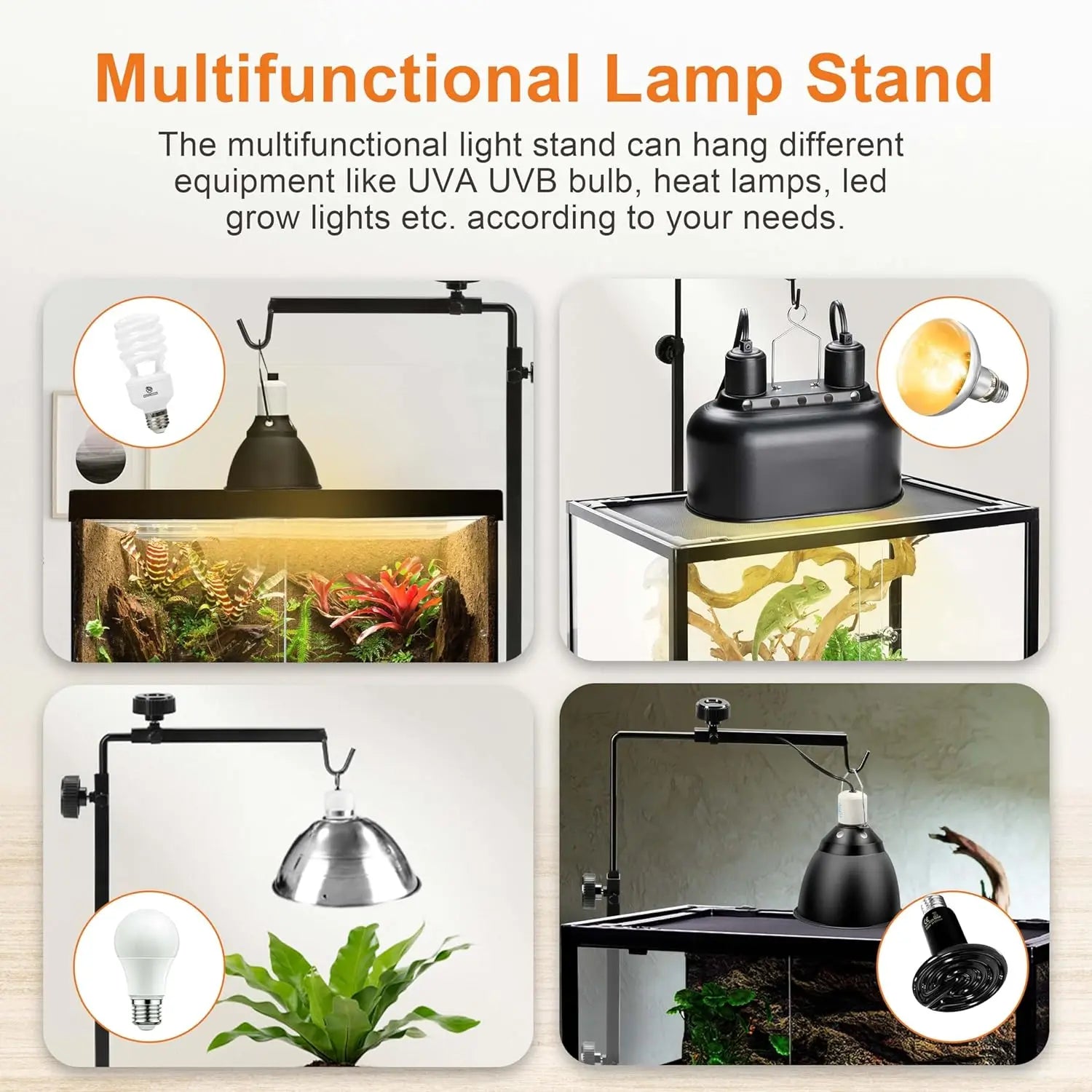 Adjustable Reptile Lamp Stand Holder
