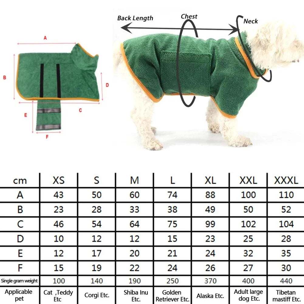 Dog Bathrobe Bath Absorbent Soft Towel