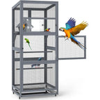 68" H L Wood Bird Cage on Wheels