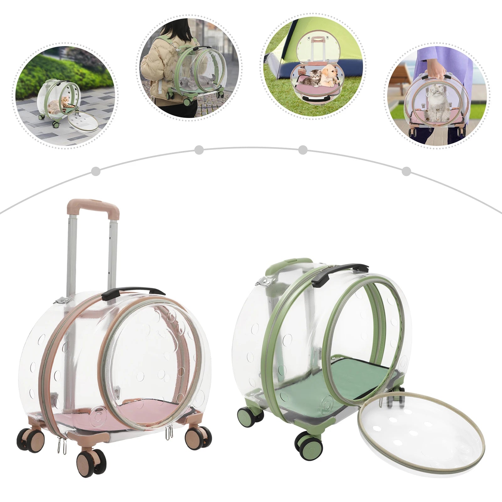 Pink/Green Breathable Cat Carrier