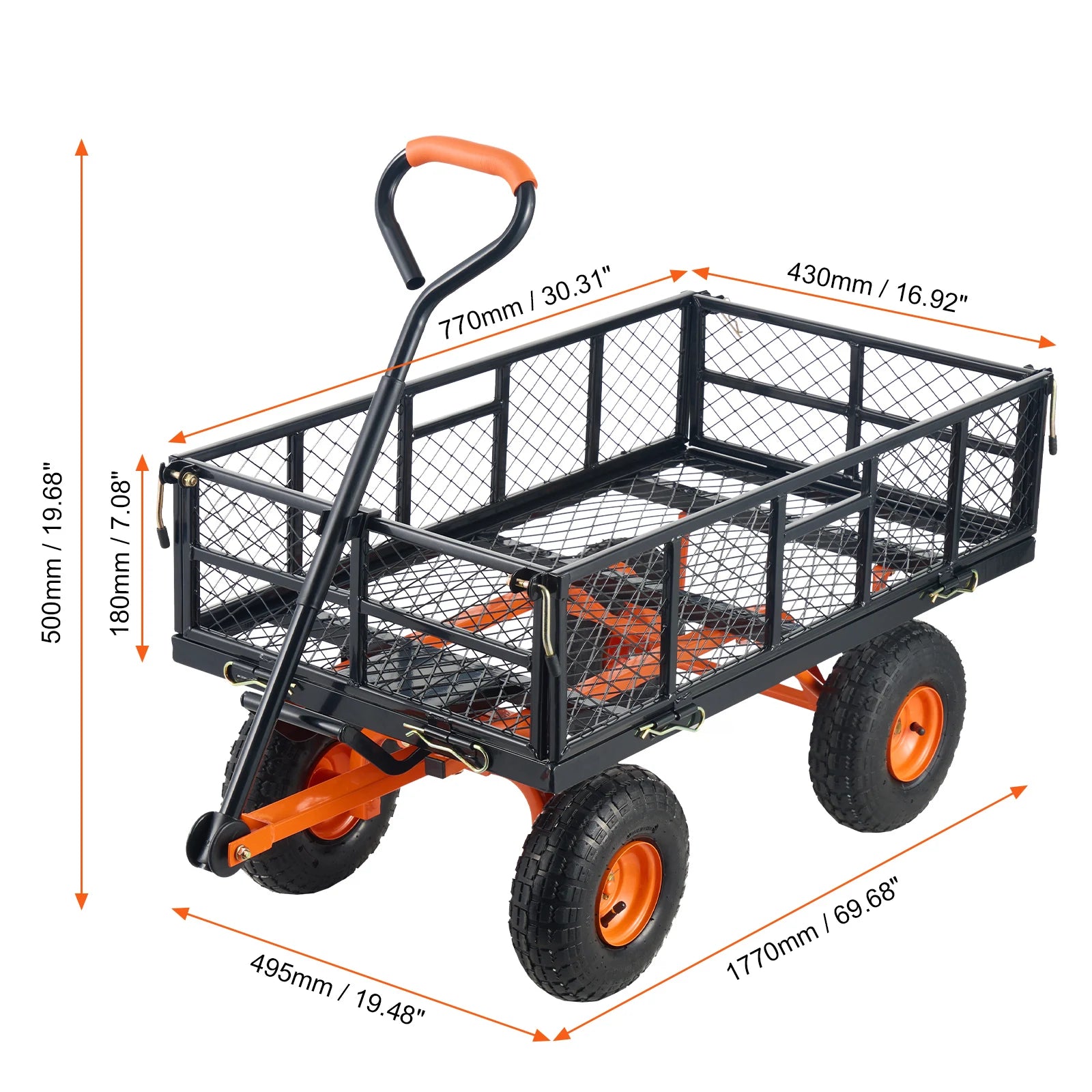 Garden Cart Sturdy Metal Utility Wagon