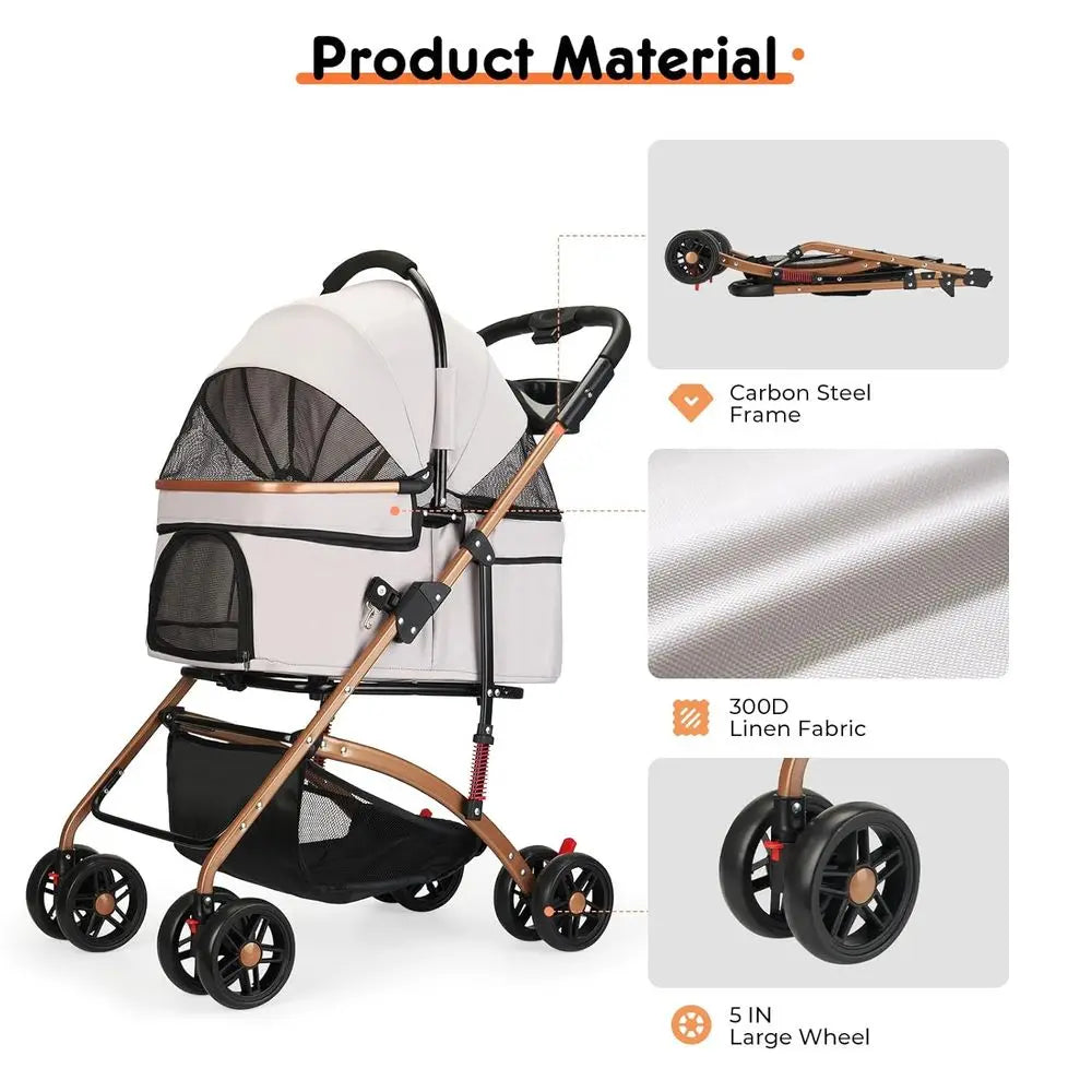 Foldable Pet Stroller for Medium Pets