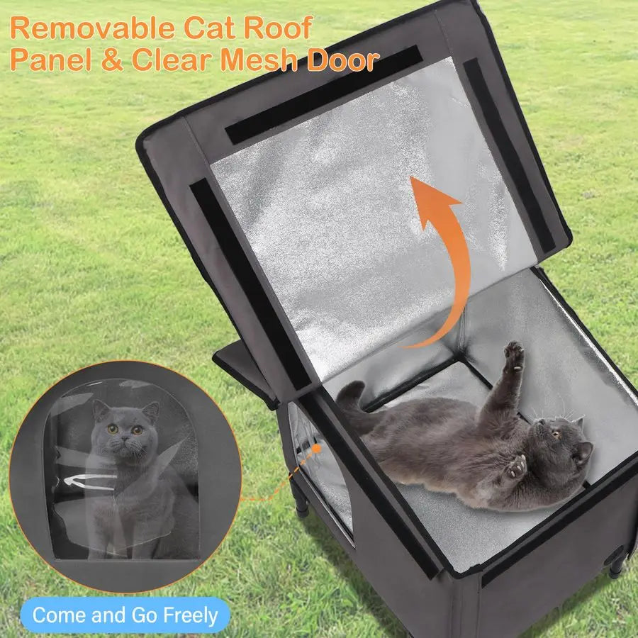 Cat House with Heating Pad Bed