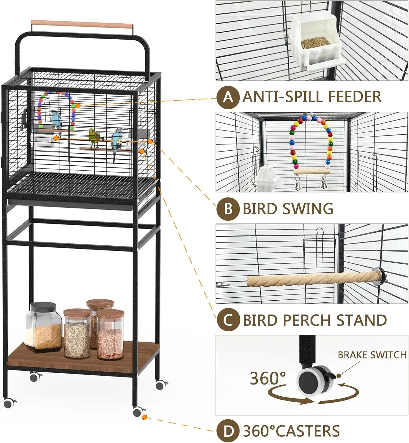 52-In Detachable Travel Birdcage