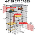 4-Tier 47.2 In L Cat Cages
