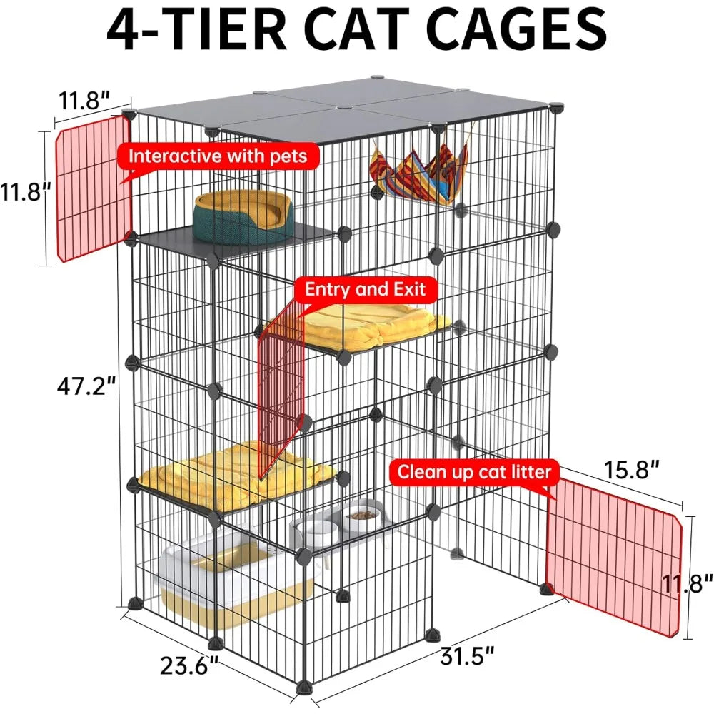 4-Tier 47.2 In L Cat Cages
