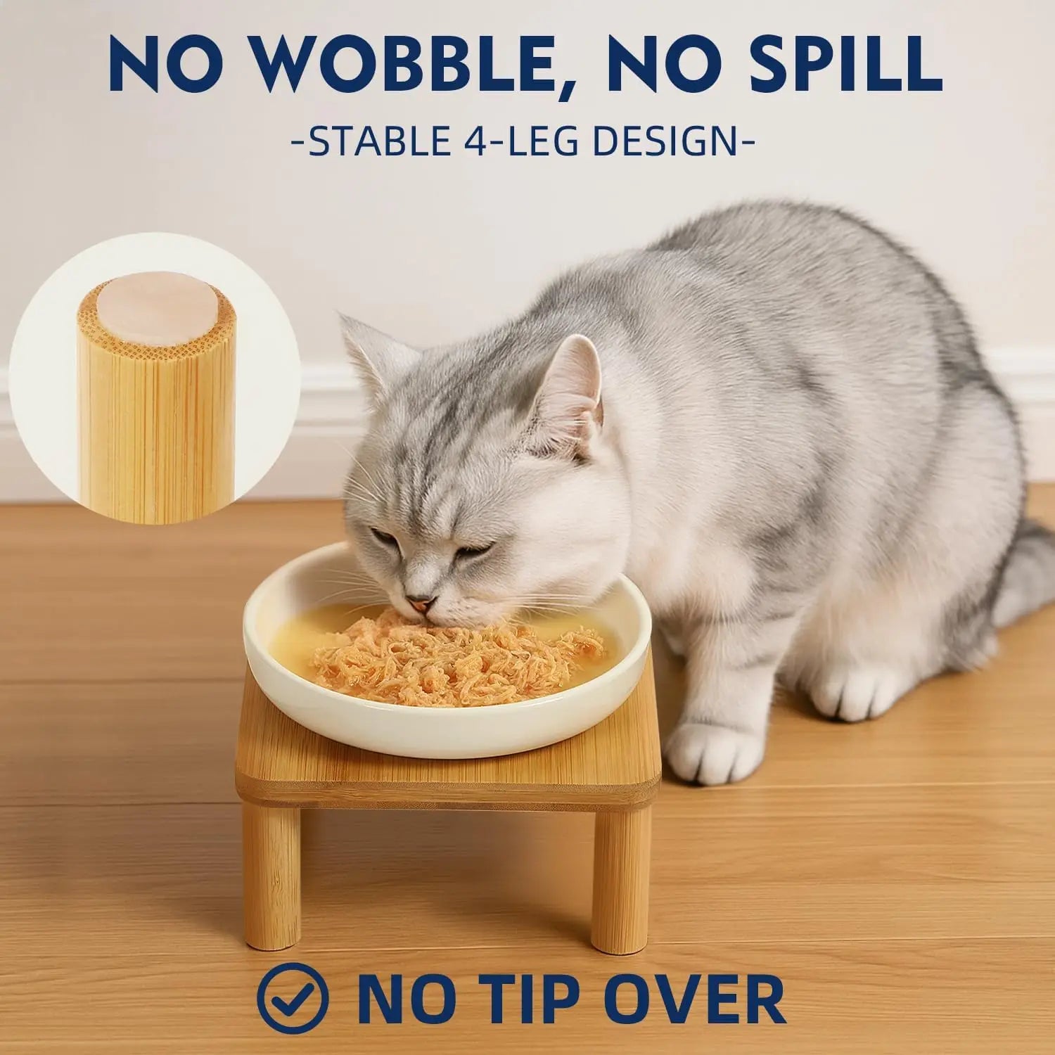 Cat Bowl Stand with Ceramic Dishes