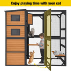 4-Tier Wooden Cat Enclosure