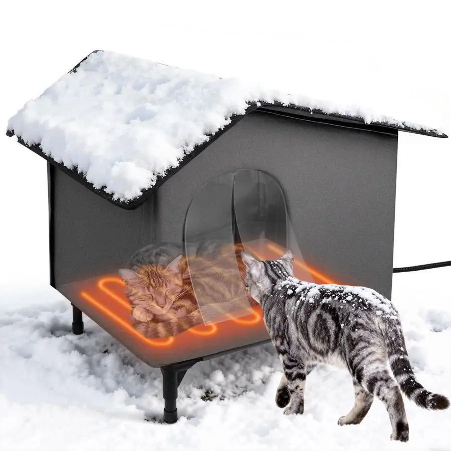 Cat House with Heating Pad Bed
