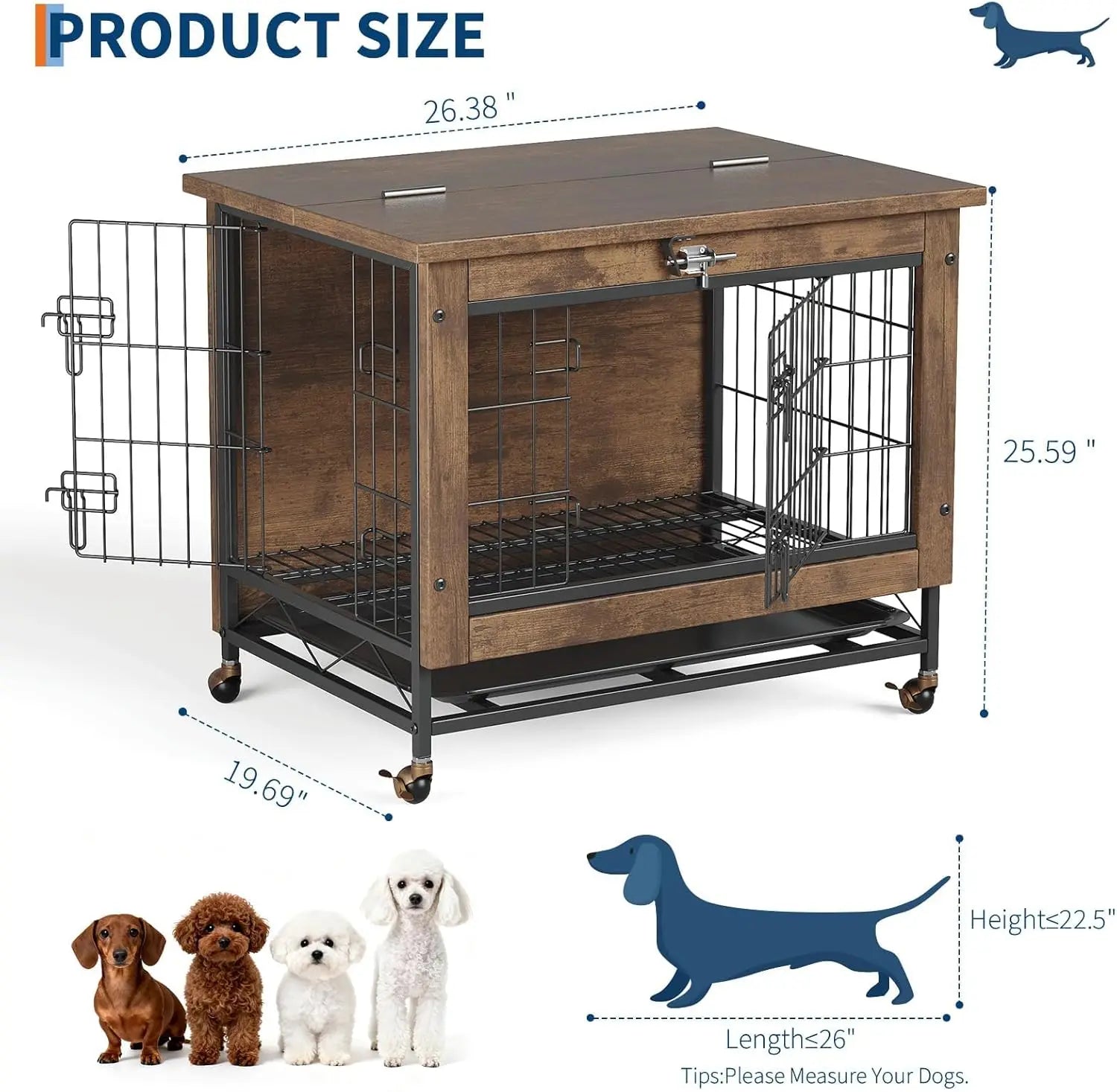 Rustic Dog Crate with Wheels