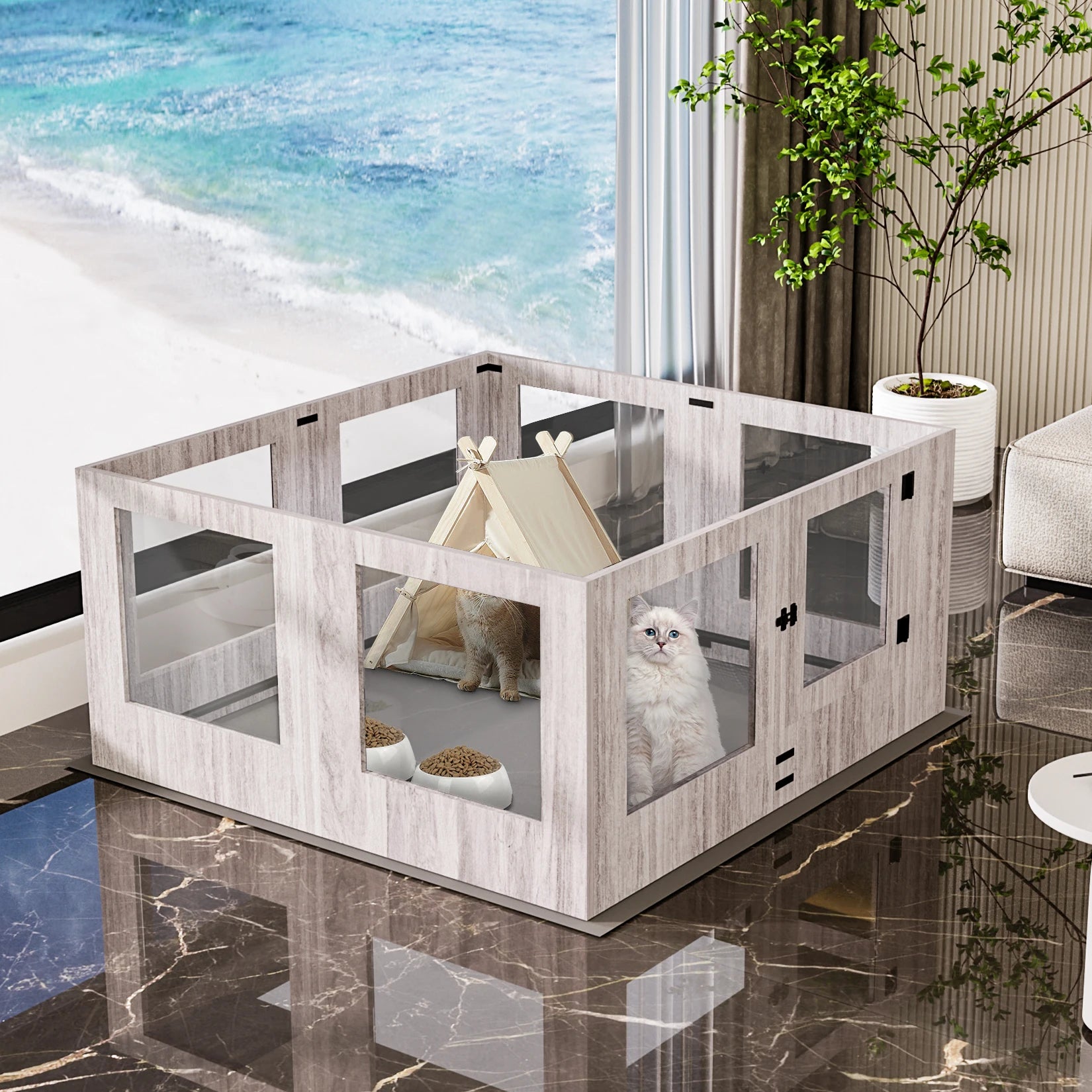 Tempered Glass Puppies Playpen