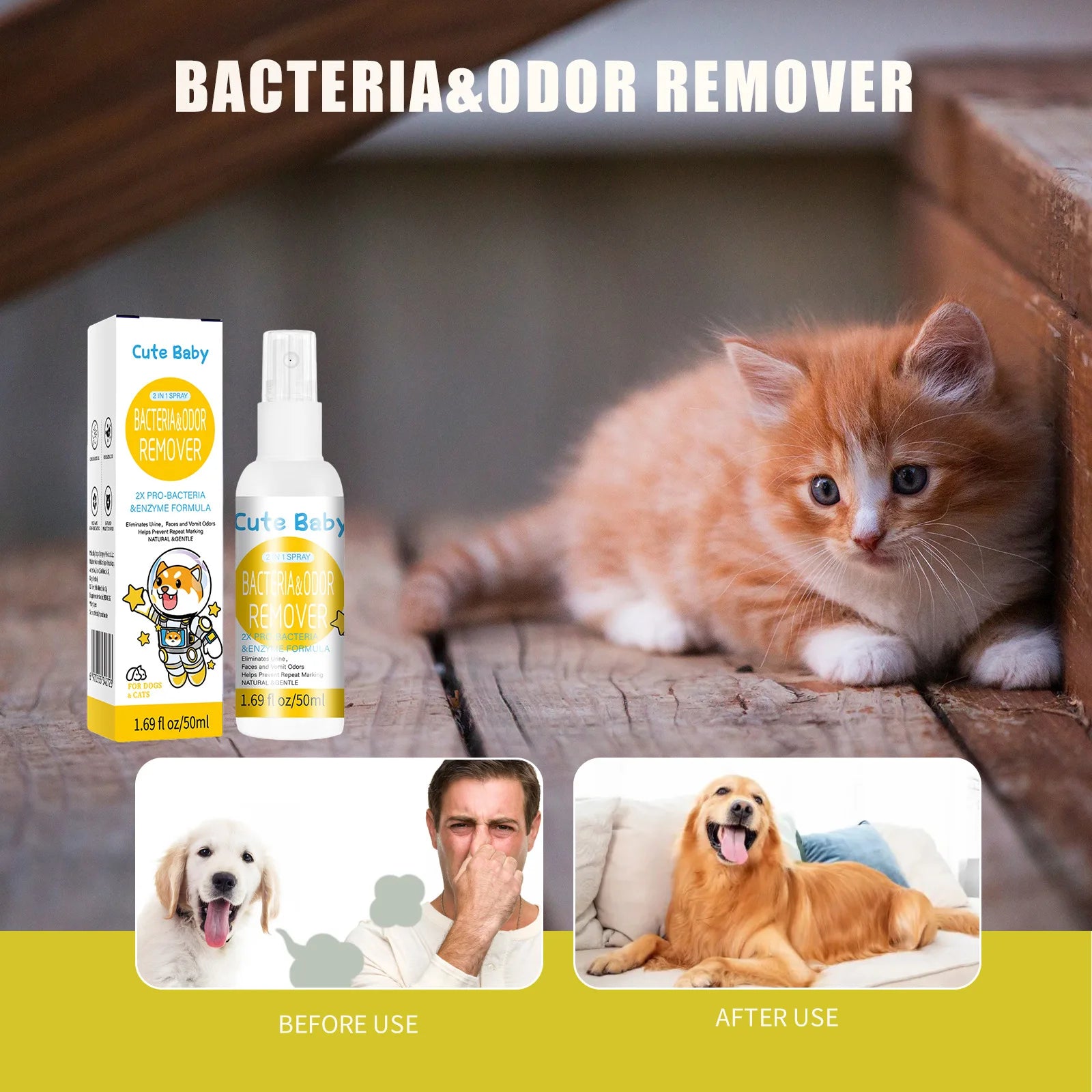 Pet deodorant spray cat litter