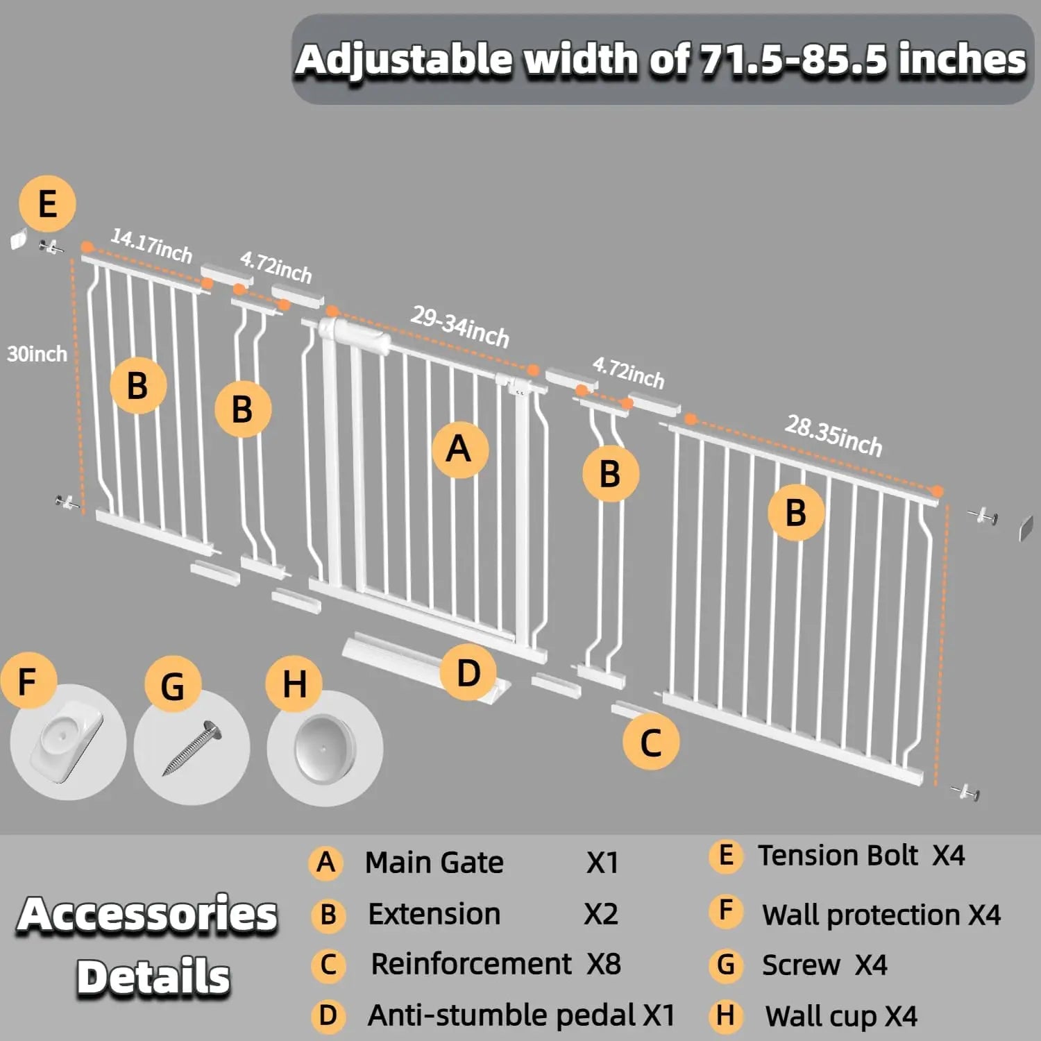 Extra Wide Adjustable Pet Gate
