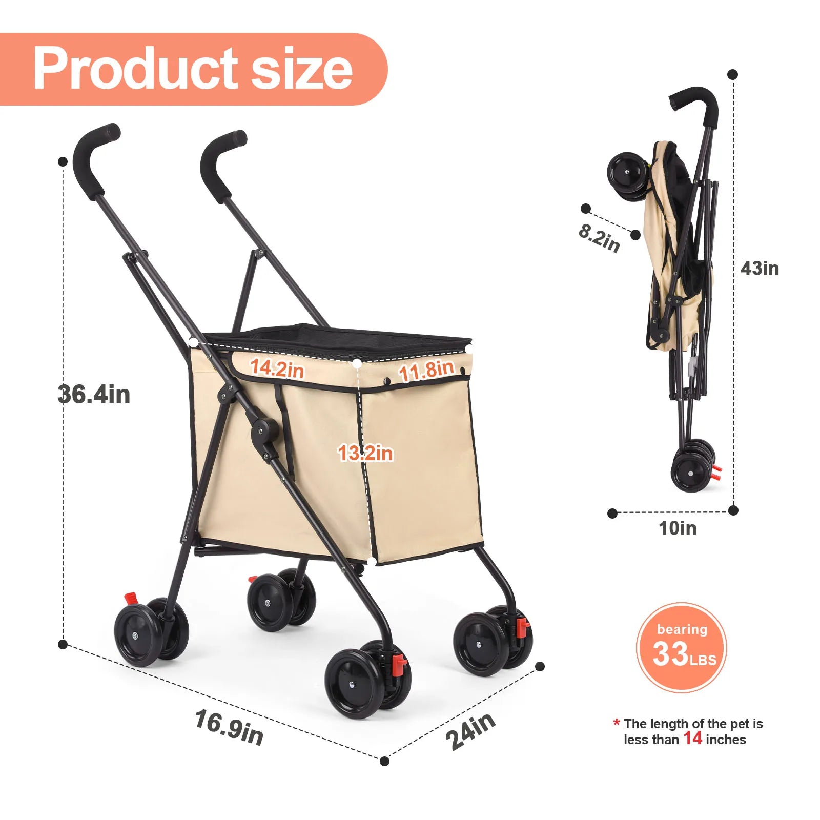 Shopping Trolley Wheels Dog Stroller