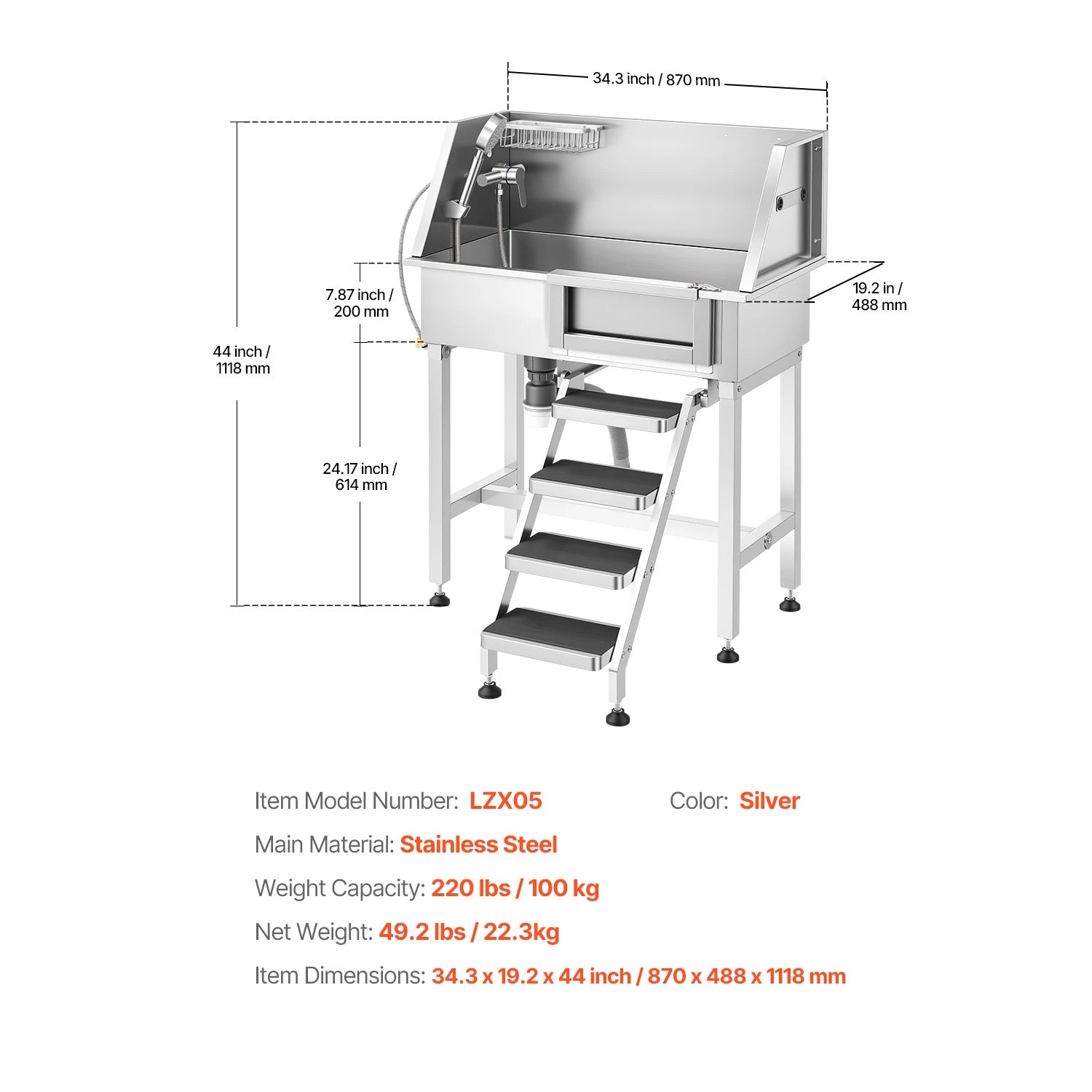 Dog Washing Station Stainless Steel