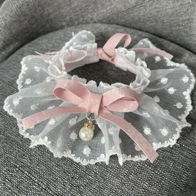 White Lace Bowknot Collar