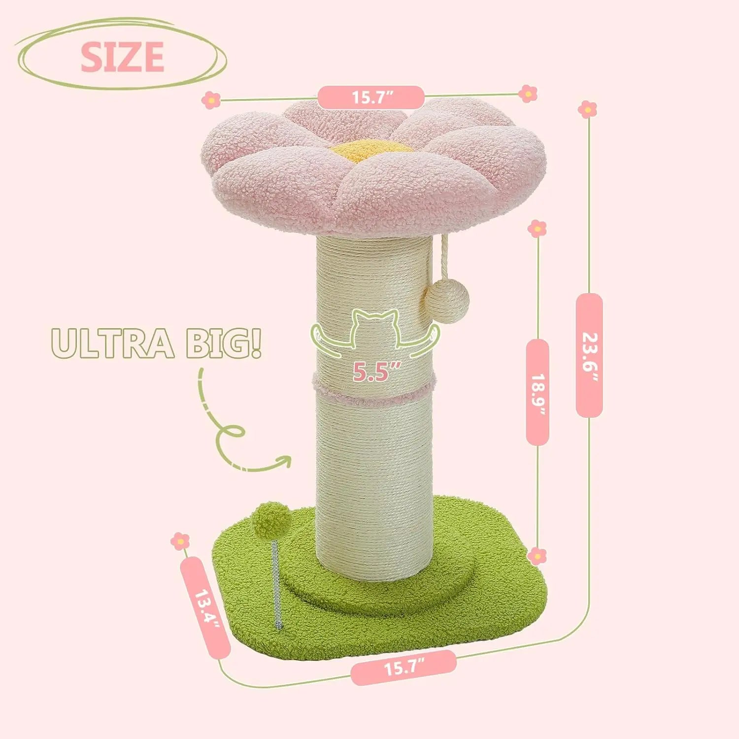 Pink Flower Cat Scratching Post