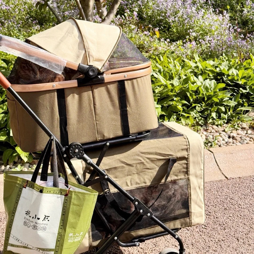 Double Decker Pet Stroller/Separate Compartments