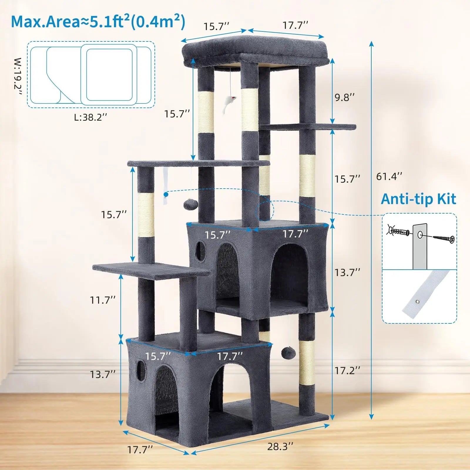 61" Heavy-Duty Cat Tree
