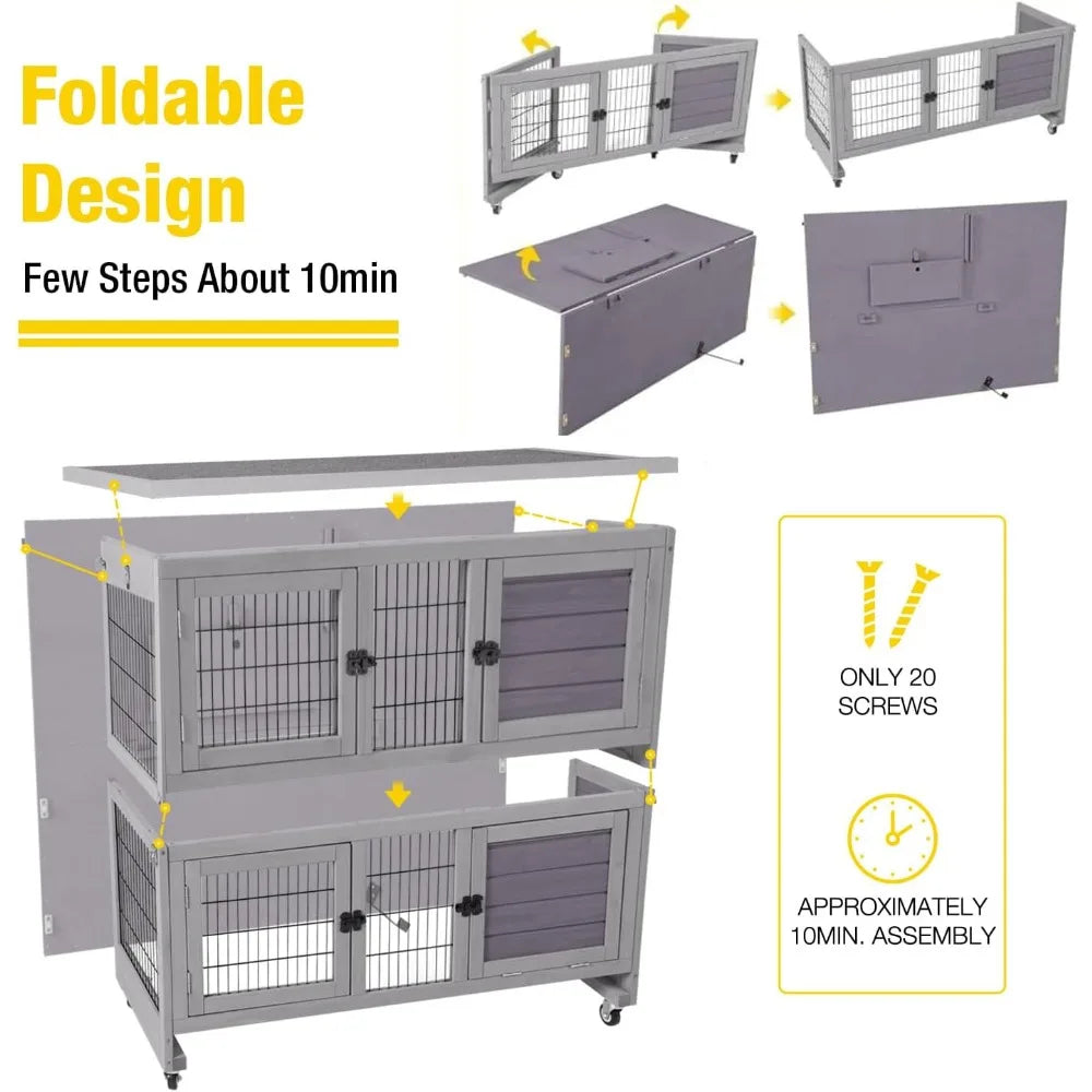 Rabbit Hutch Folding Bunny Cage
