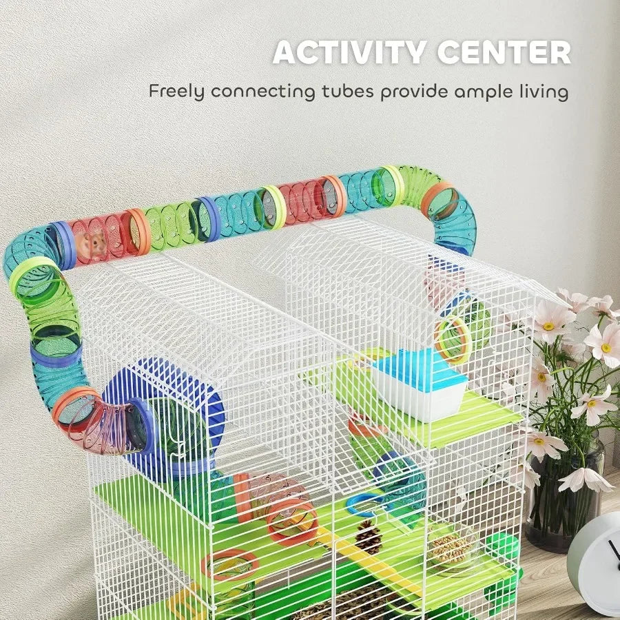 Small Animal Cage with Tubes and Tunnels