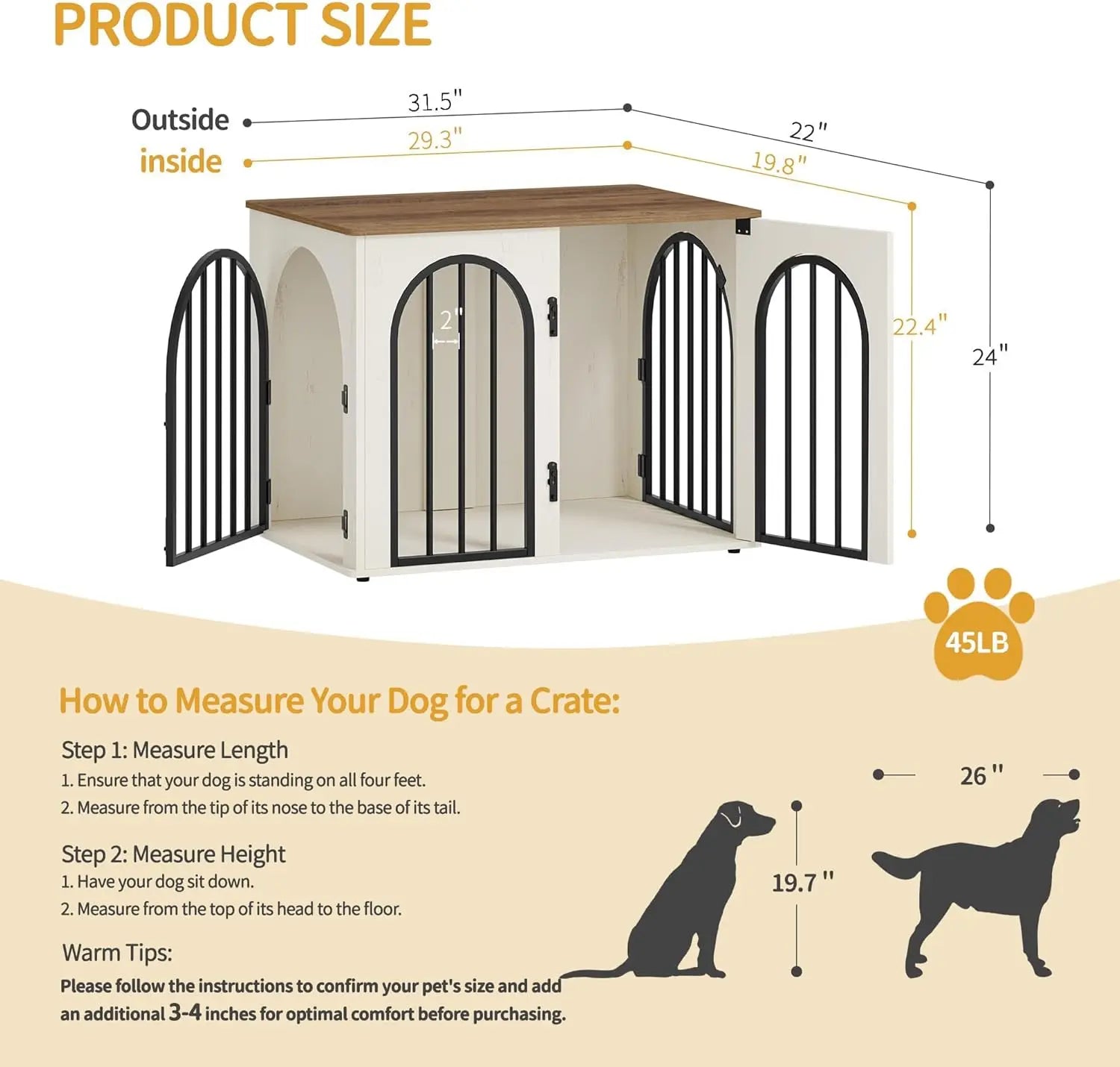31.5'' Wooden Dog Crate