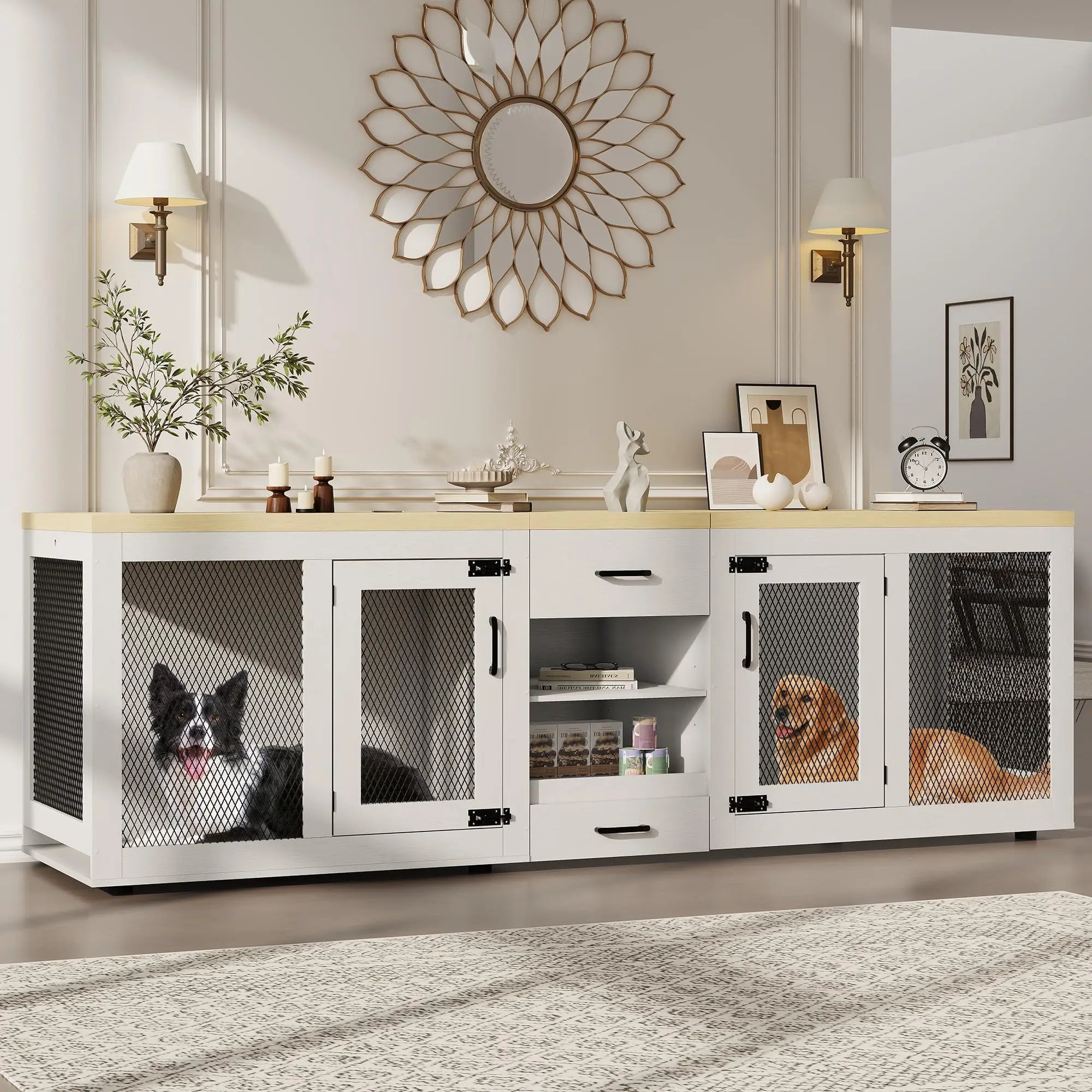 91" Large Double Dog Crate