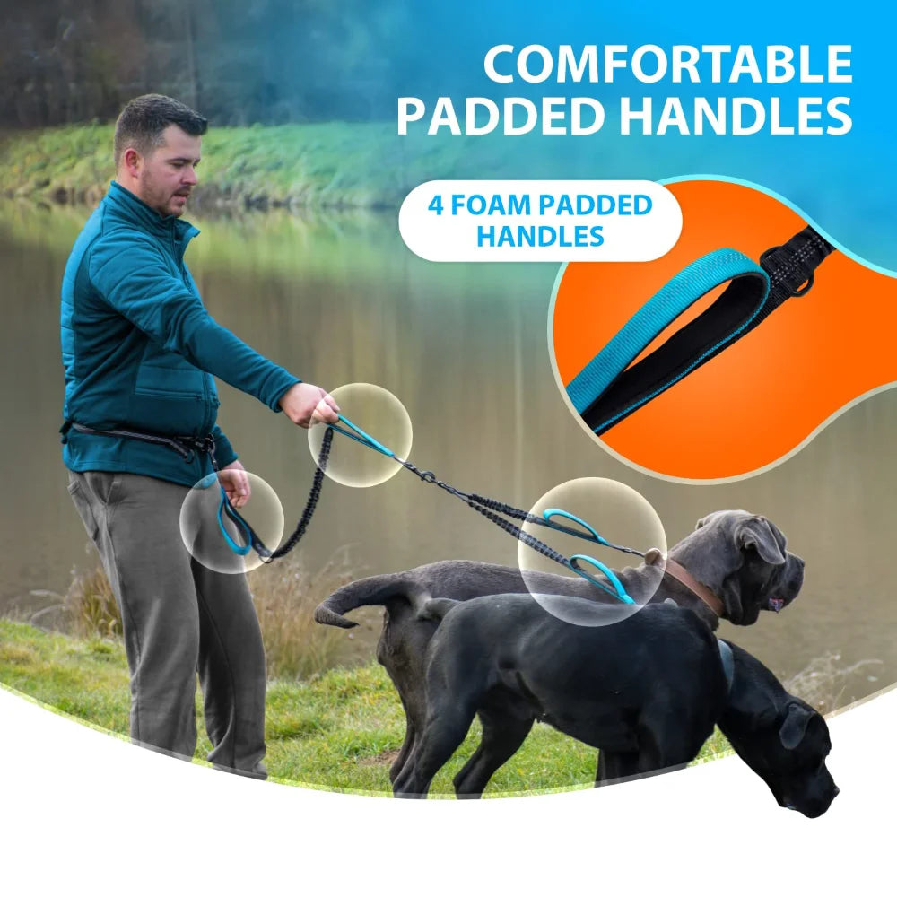 Tangle Free Double Dog Leash for M/L Breeds,