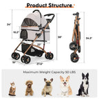 Foldable Pet Stroller for Medium Pets