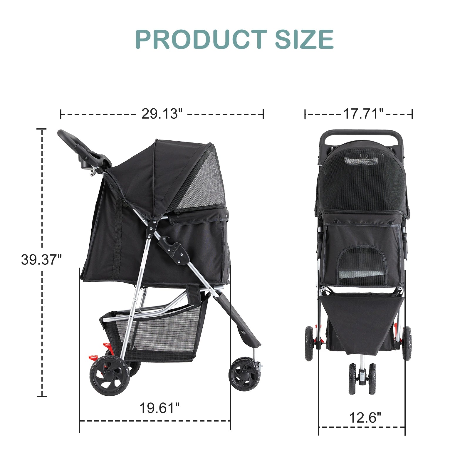 Wheels Foldable Pet Stroller for Small Pets