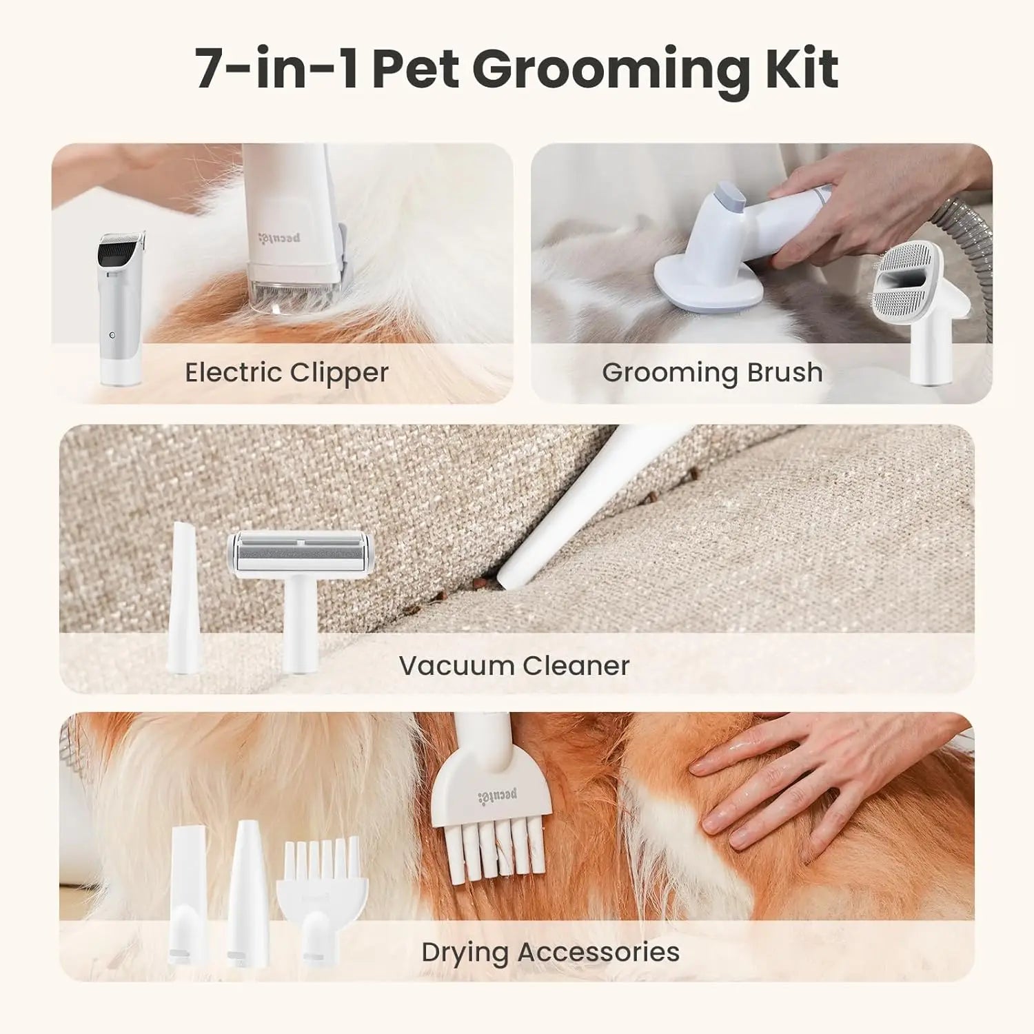 Dog/Cat Grooming Vacuum with Clipper