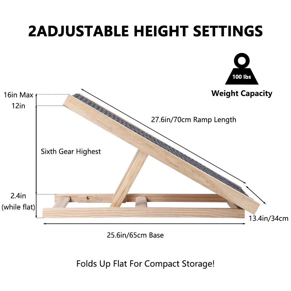 Pet Wooden Ramp/Adjustable Height