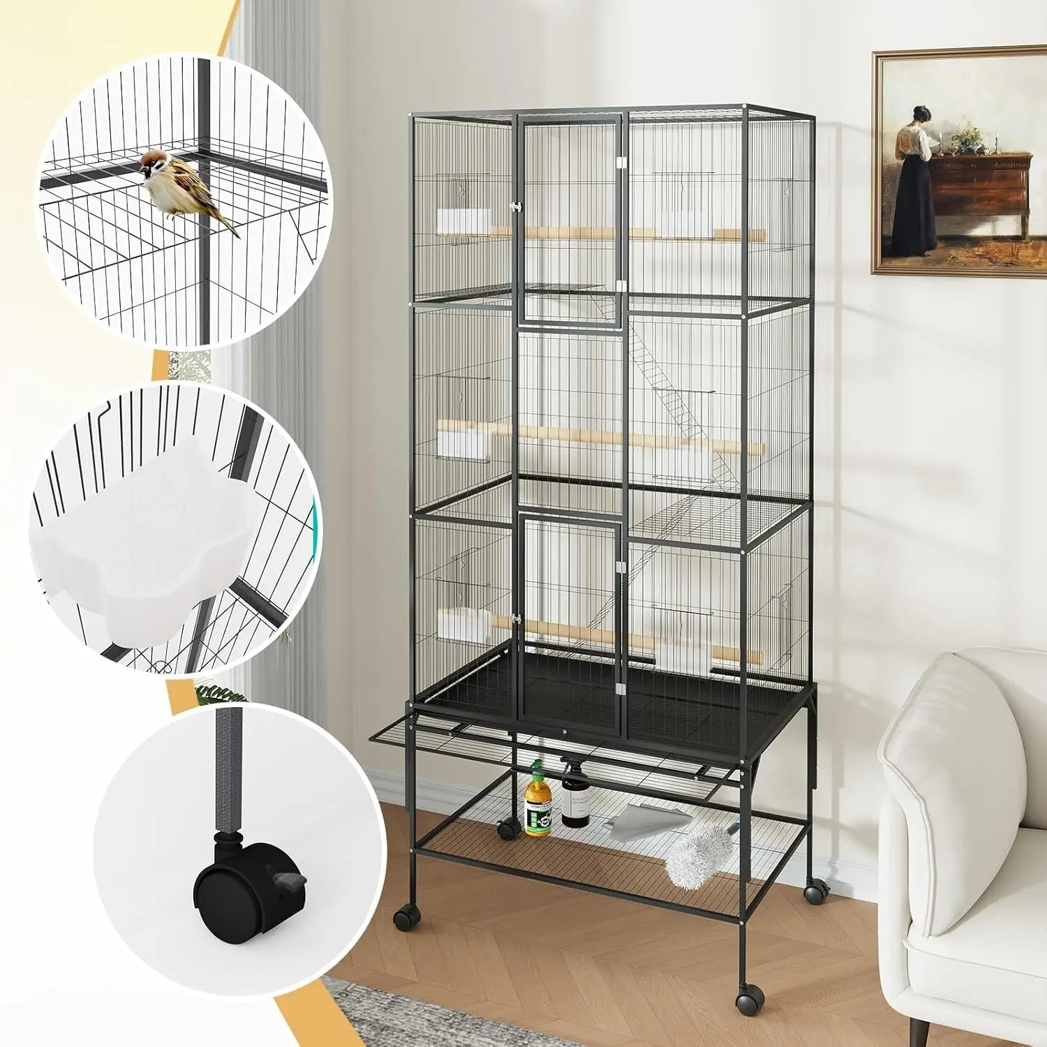 69" XL Rolling Bird Cage