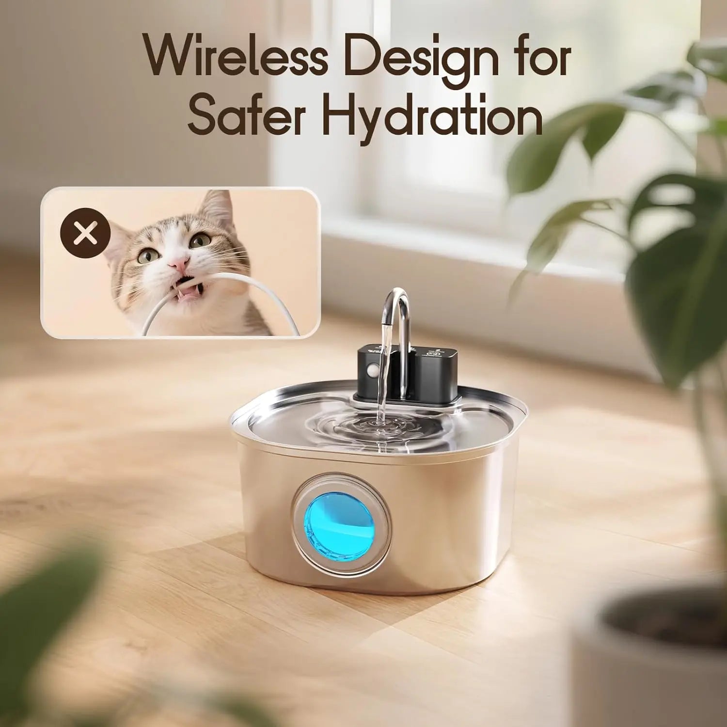 Stainless Steel Wireless Water Fountain