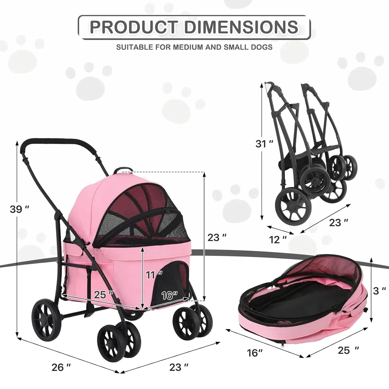 Folding Pet Stroller Jogging