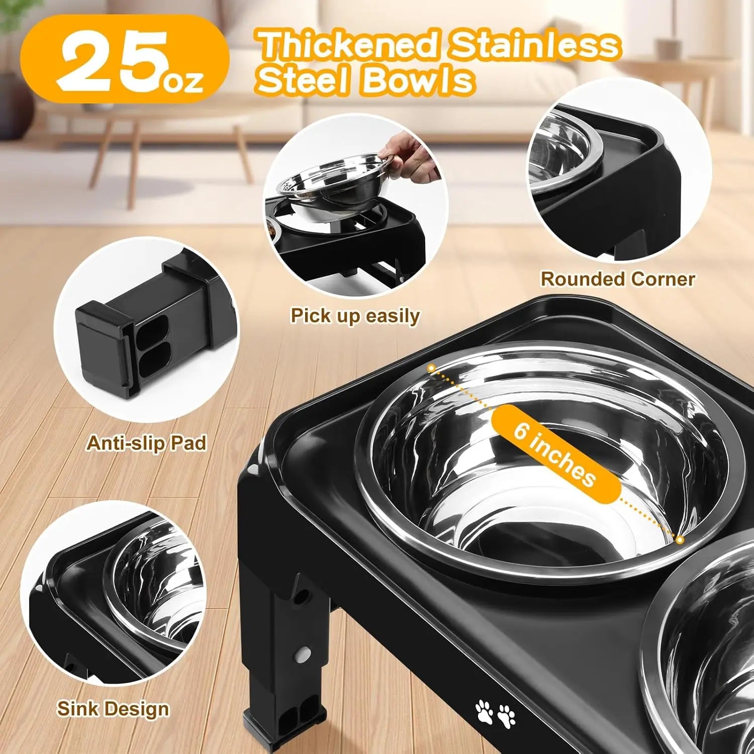 Adjustable Height Elevated Dog Bowls