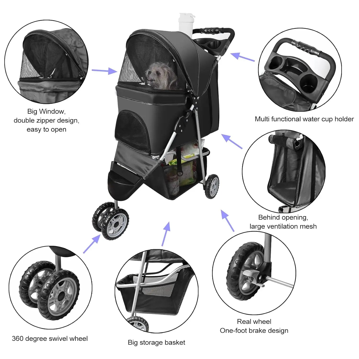 Pet Stroller for S Dogs/Cats