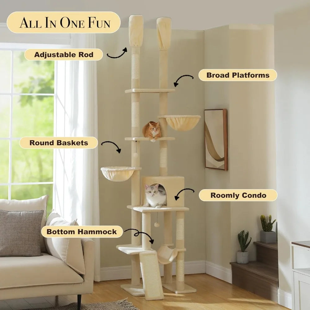 Height Adjustable Tall Cat Tower