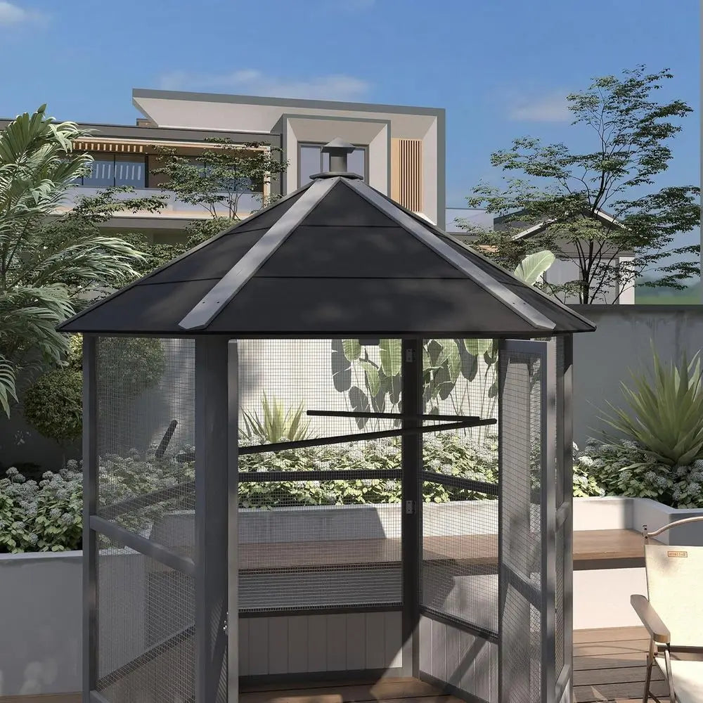 Large Hexagonal Outdoor Aviary