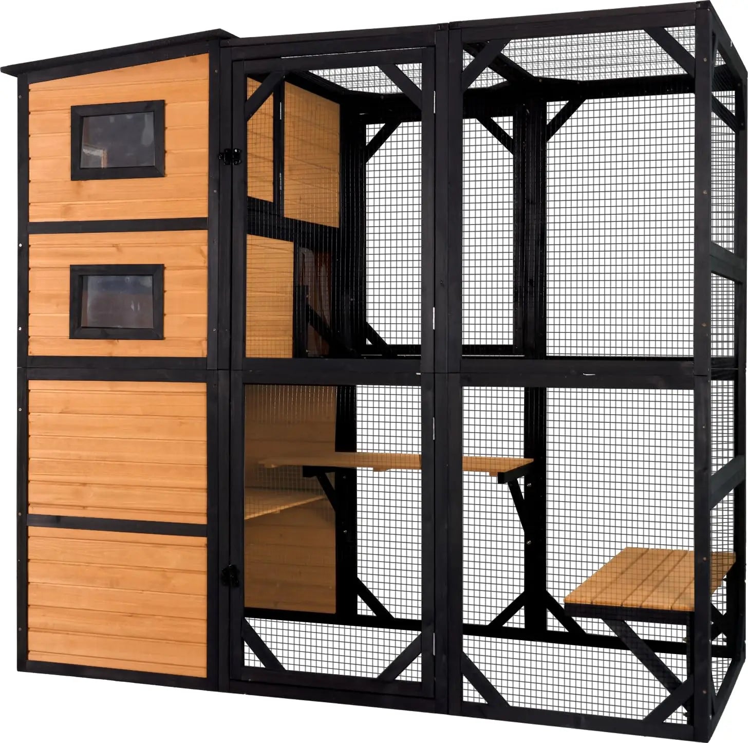 4-Tier Wooden Cat Enclosure