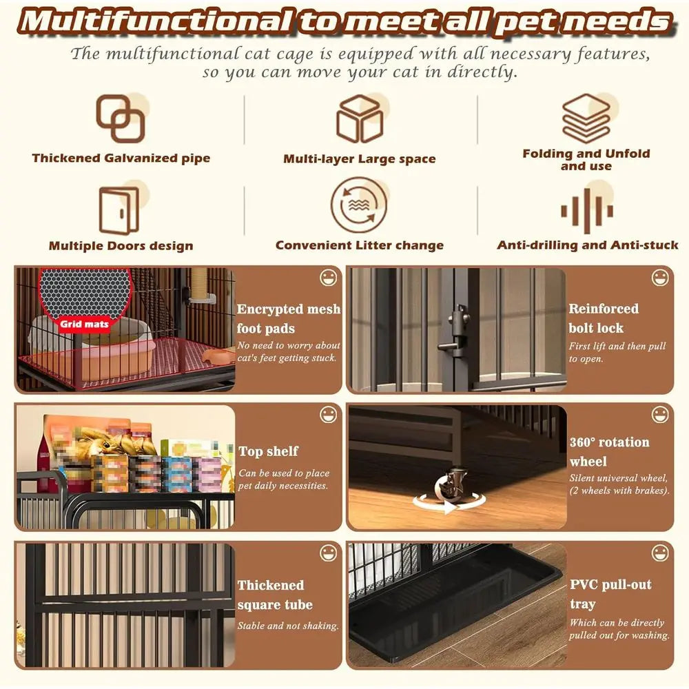 4-Tier Folding Cat Enclosure