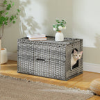 Rattan Cat Litter Box Enclosure