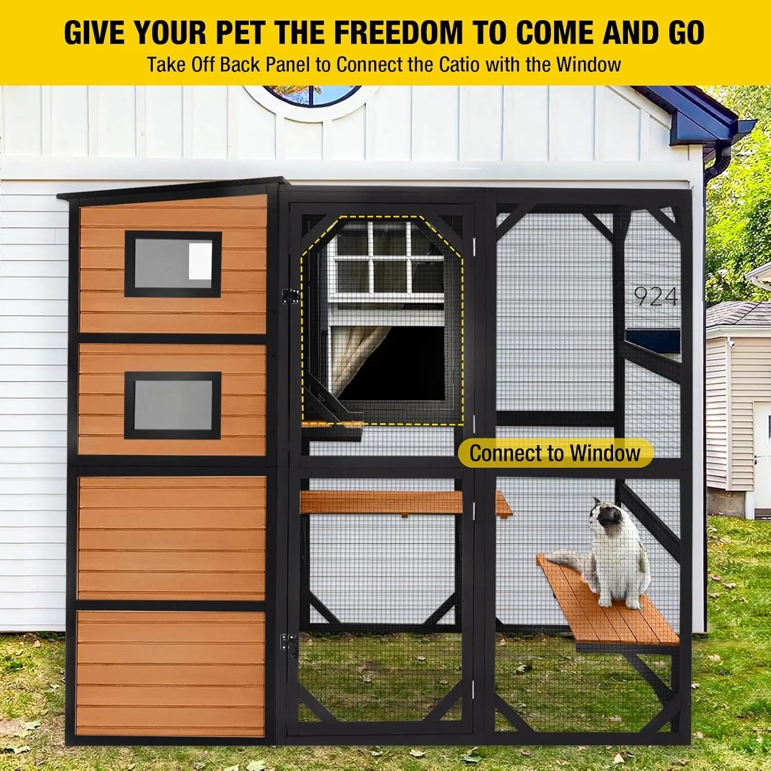 4-Tier Wooden Cat Enclosure