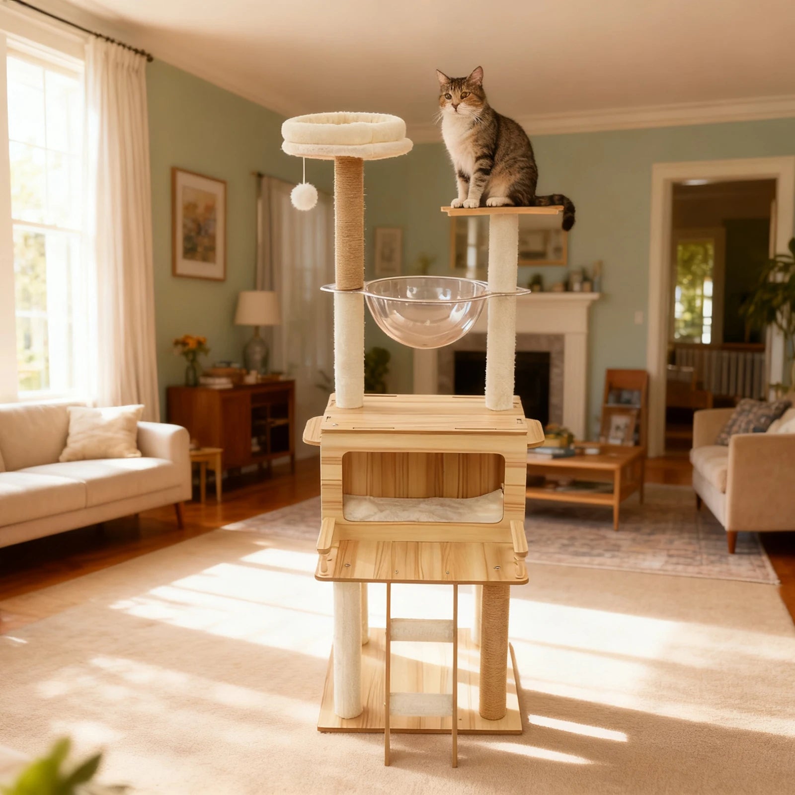 White + wood Cat Tree