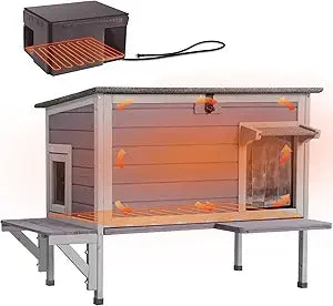 Heated cat house for outside