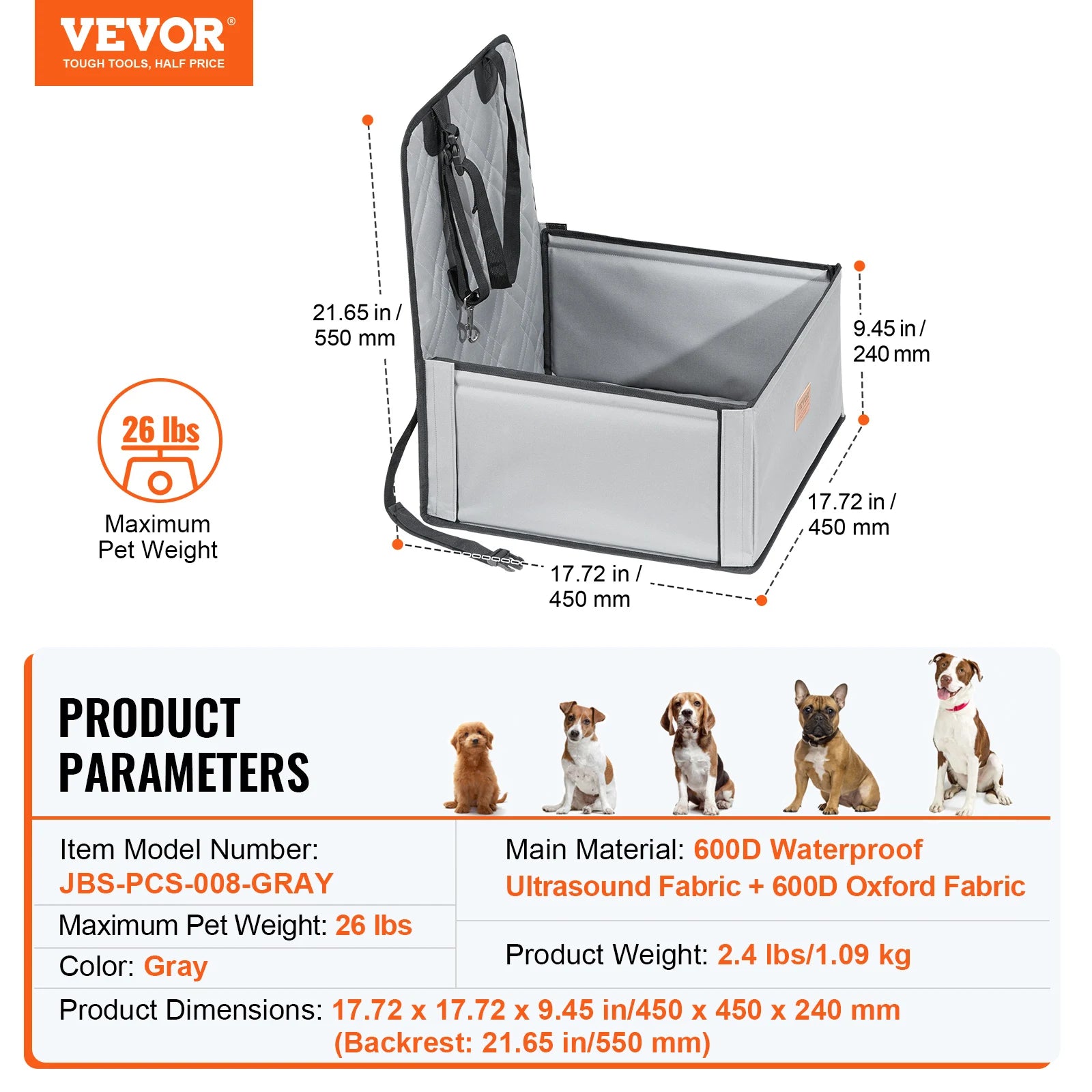 Booster Seat on Car for M/L Dog